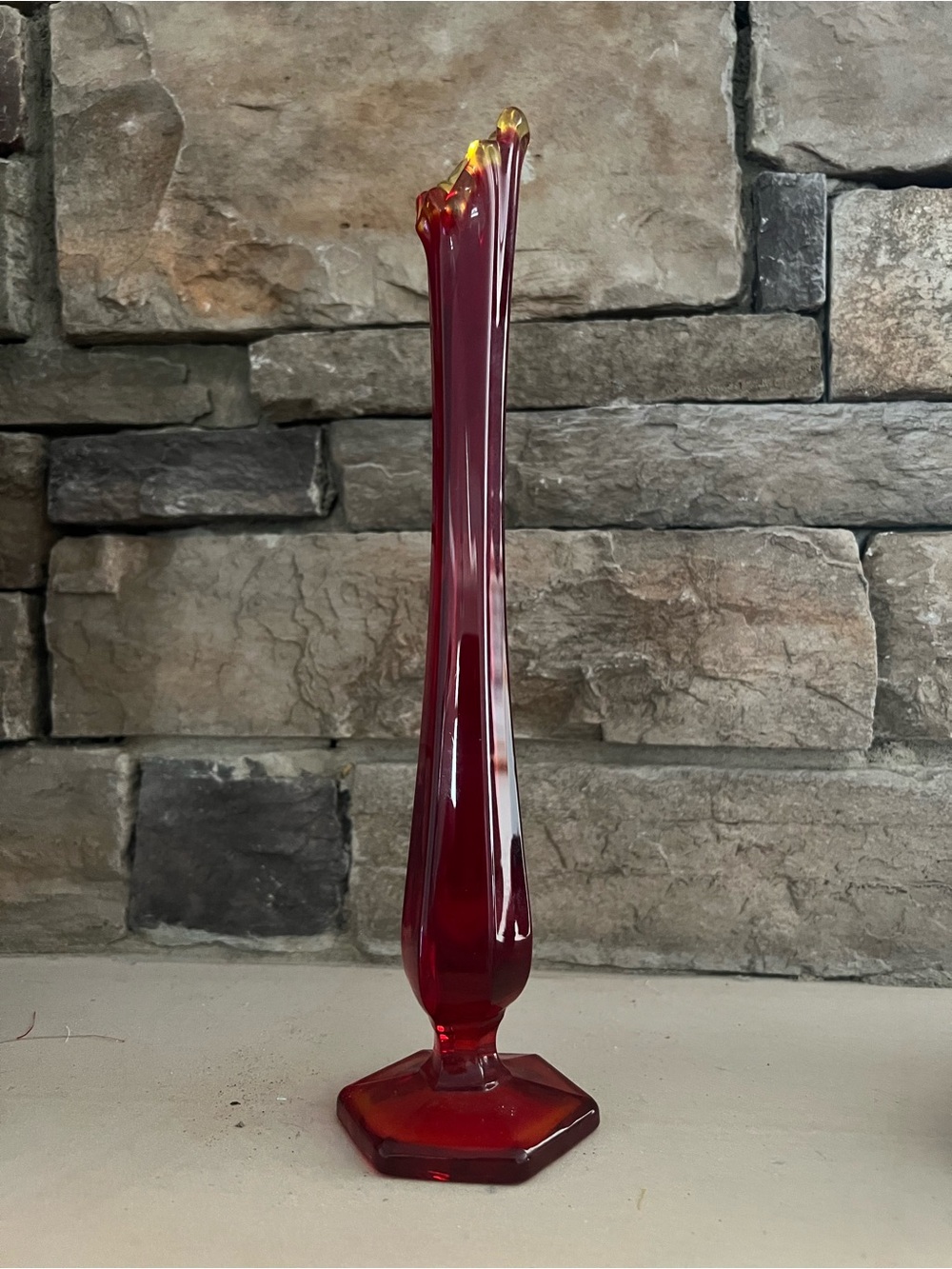 Vintage Fenton Ruby Red 11” Tall Bud Vase